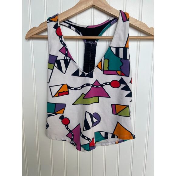 Urban Outfitters Women's S Geometric 80s Retro Cropped Tank Top Multicolor - Picture 1 of 5